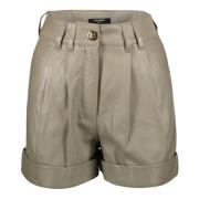 Balmain Lädershorts med fickor Beige, Dam