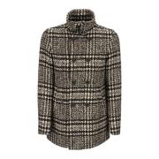 Herno Vintage Glen Check Ullblandningsrock Brown, Herr