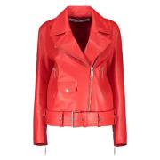 Off White Biker Style Läderjacka Red, Dam