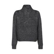 Karl Lagerfeld Räfflad Turtlenecktröja med Logobrodyr Gray, Dam