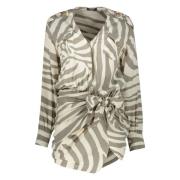 Balmain Zebra Motiv Tryckt Klänning med Fickor Beige, Dam