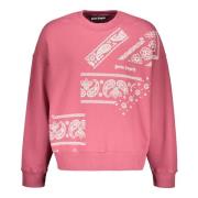 Palm Angels Bomullssweatshirt med fronttryck Pink, Herr