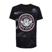 Balmain Ebe Noir Blanc Rouge Löst T-Shirt Black, Herr