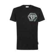 Philipp Plein Logo Print Bomull T-shirt Black, Herr