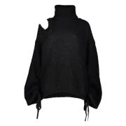 Andrea Adamo Båg Detalj Turtleneck Tröja Black, Dam