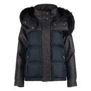 Moorer Fuskpäls Trim Hood Parka med Denim Insatser Blue, Dam