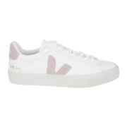 Veja Vita lädersneakers med rosa mocka White, Dam