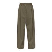 Max Mara Weekend Gabardine Byxor med Framtill Stängning Green, Dam