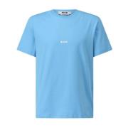 Msgm Bomull T-shirt med Logo Print Blue, Herr