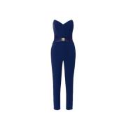 Elisabetta Franchi Flytande Crêpe Jumpsuit med Stor Båge Blue, Dam