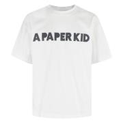 A Paper Kid Avslappnad bomullst-shirt White, Herr