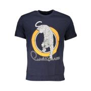 Cavalli Class Blå Bomull Tryckt Rund Hals T-Shirt Blue, Herr