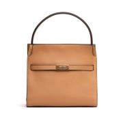 Tory Burch Beige Läderhandväska med Justerbara Remmar Beige, Dam