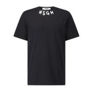 Msgm Bomull Logo Print T-shirt Black, Herr