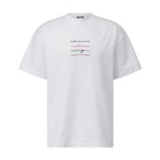 Msgm Logotyp Broderad Bomull T-shirt White, Herr