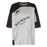 Balmain Målad Svart + Grå T-shirt Multicolor, Dam