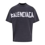 Balenciaga Ny Tape Print Bomull T-shirt Gray, Herr