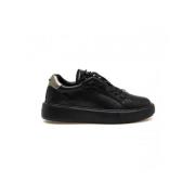 Apepazza Svarta lädersneakers med strass Black, Dam