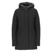 Woolrich Svart Vadderad Parkas med Huva Black, Dam