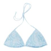 MC2 Saint Barth Laminerad Triangel Cup String Topp Blue, Dam