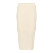 Saint Tropez Elastisk Midja Kjol Ice Beige, Dam