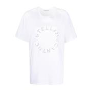 Stella McCartney Vit Bomull T-shirt med Logotyp White, Dam