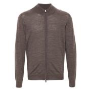 Fedeli Ull Zip Sweater Favonio Open Style Brown, Herr