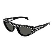 Gucci Studded Acetat Solglasögon med Grå Linser Black, Unisex