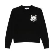 Maison Kitsuné Svart Fox Head Logo Tröja Black, Dam