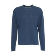 Paolo Pecora Blå Stickad Crew Neck Sweater Blue, Herr