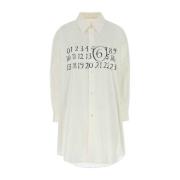 MM6 Maison Margiela Vit Poplin Skjortklänning White, Dam