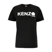 Kenzo Svart Logotyp Tryck Rund Hals T-shirt Black, Dam