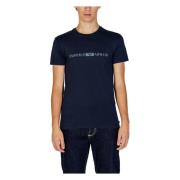 Emporio Armani Blå Tryckt T-shirt Rund Hals Blue, Herr