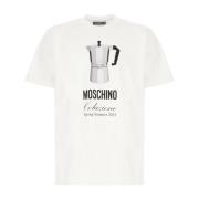 Moschino Avslappnad Bomull T-shirt för Män White, Herr