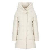 Woolrich Ivory Vadderad Parka med Huva Beige, Dam