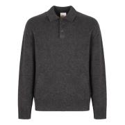 Calvin Klein Räfflad Ull Polo Pullover Gray, Herr