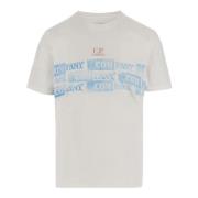 C.p. Company Bomull Crew Neck Logo Print T-Shirt White, Herr