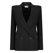 Alexander McQueen Strukturerad Dubbelknäppt Blazer Black, Dam