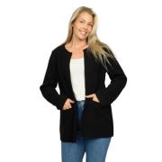 2-Biz Merino Akryl Cardigan med Fickor Black, Dam