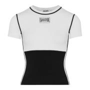 Jean Paul Gaultier Randig Crewneck T-shirt Vit/Svart White, Dam