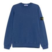 Stone Island Blå Crewneck Sweatshirt med Kontrastsömn Blue, Herr