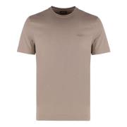 Ermenegildo Zegna Ribbad krage bomull crew-neck T-shirt Beige, Herr