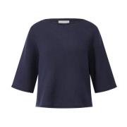 Allude Kashmir 3/4 Ärm Pullover Blue, Dam