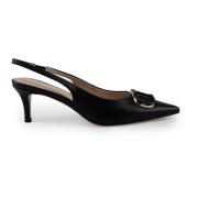 Twinset Svarta läder slingback klackar Black, Dam