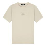 Malelions Randig Signature T-shirt i Beige Beige, Herr