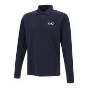 Emporio Armani EA7 Blå Polo Tröja med Logotyptryck Blue, Herr