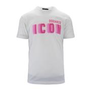 Dsquared2 Herr Icon Print Bomull T-shirt White, Herr