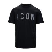 Dsquared2 Mäns Ikonisk Bomull T-shirt Black, Herr