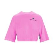 Chiara Ferragni Collection Broderad Logo Cropped T-shirt Pink, Dam