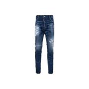 Dsquared2 Mäns Knapp Jeans med Patchdetaljer Blue, Herr